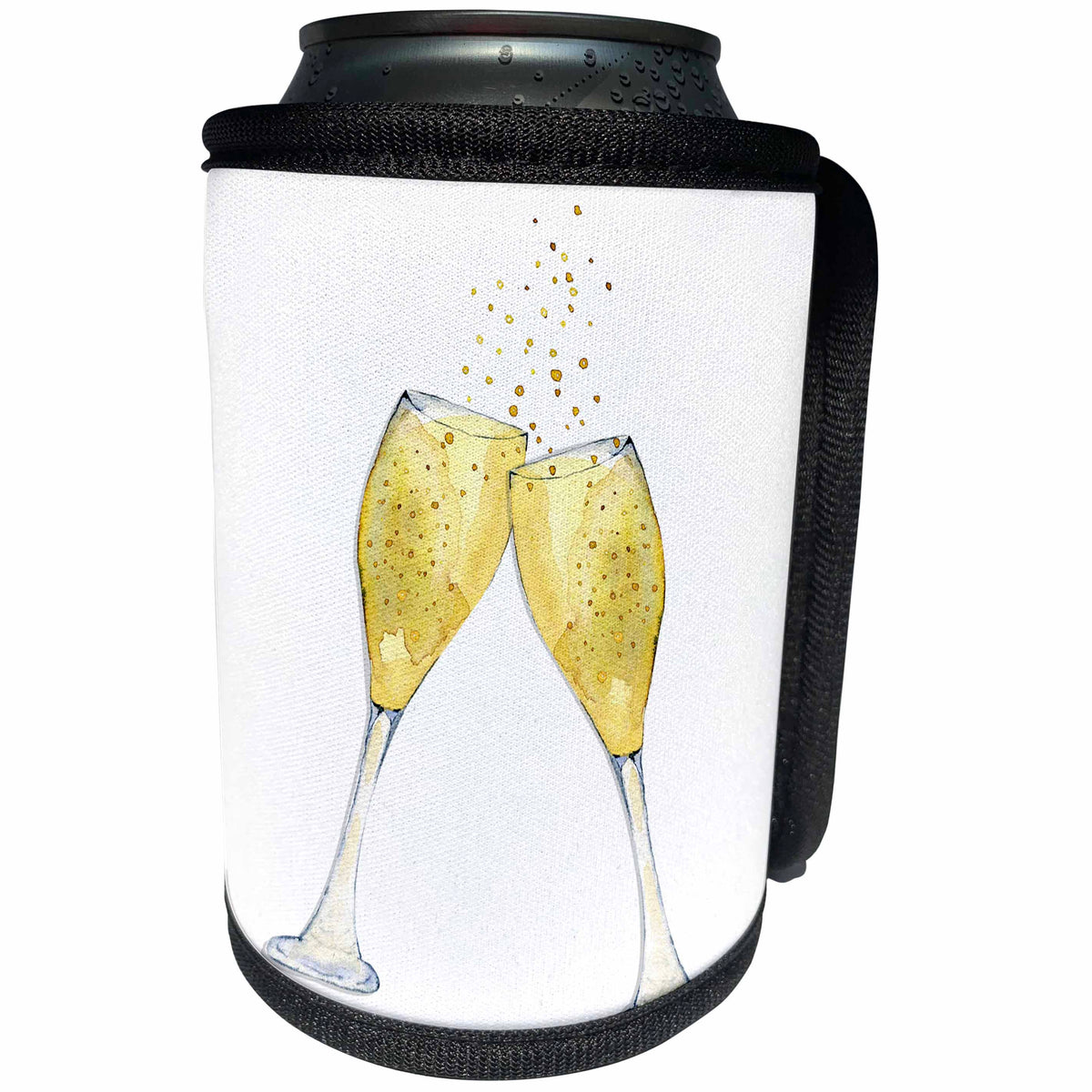 3dRose Anne Marie Baugh - Illustrations - Champagne Glasses Full Of Champagne Illustration - Can Cooler Bottle Wrap (cc_254840)