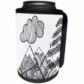 3dRose Black and White Patterned Mountain Scene - Can Cooler Bottle Wrap (cc_254844)