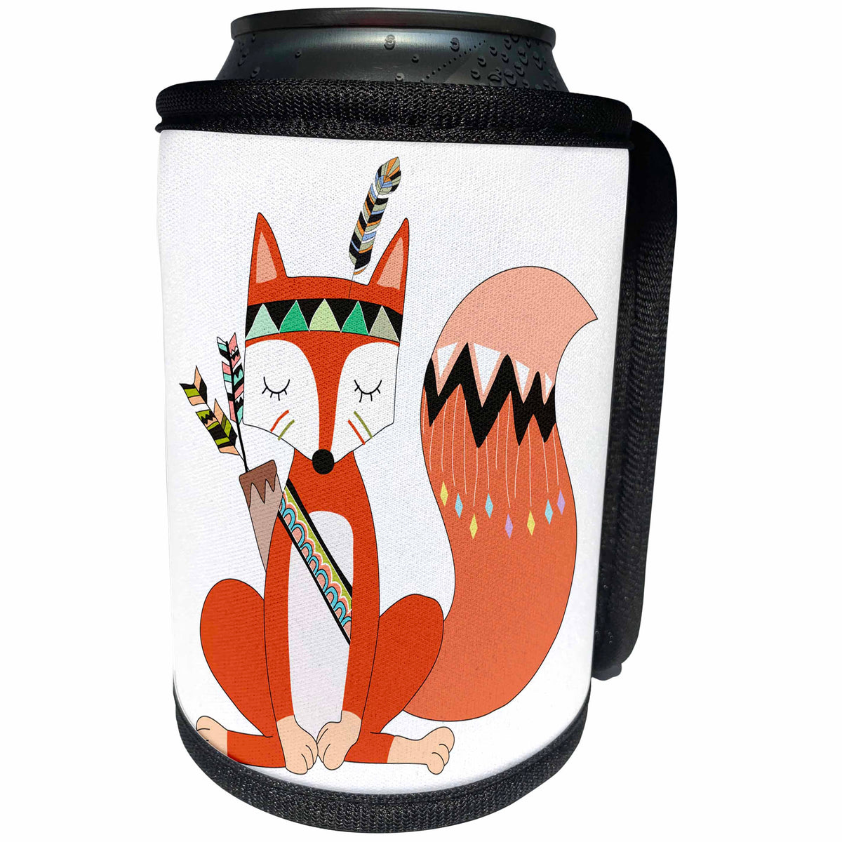 3dRose Anne Marie Baugh - Illustrations - Cute Tribal Fox Illustration - Can Cooler Bottle Wrap (cc_254848)