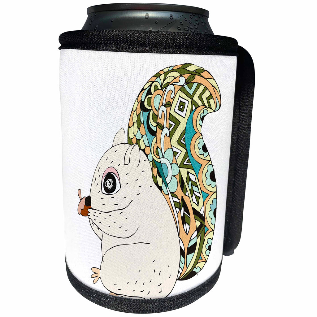 3dRose Cute Squirrel Illustration - Can Cooler Bottle Wrap (cc_254853)
