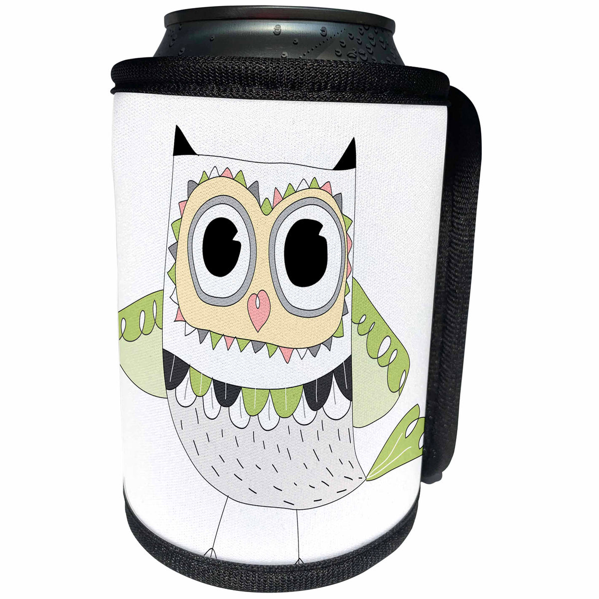 3dRose Anne Marie Baugh - Illustrations - Cute Owl Illustration - Can Cooler Bottle Wrap (cc_254854)