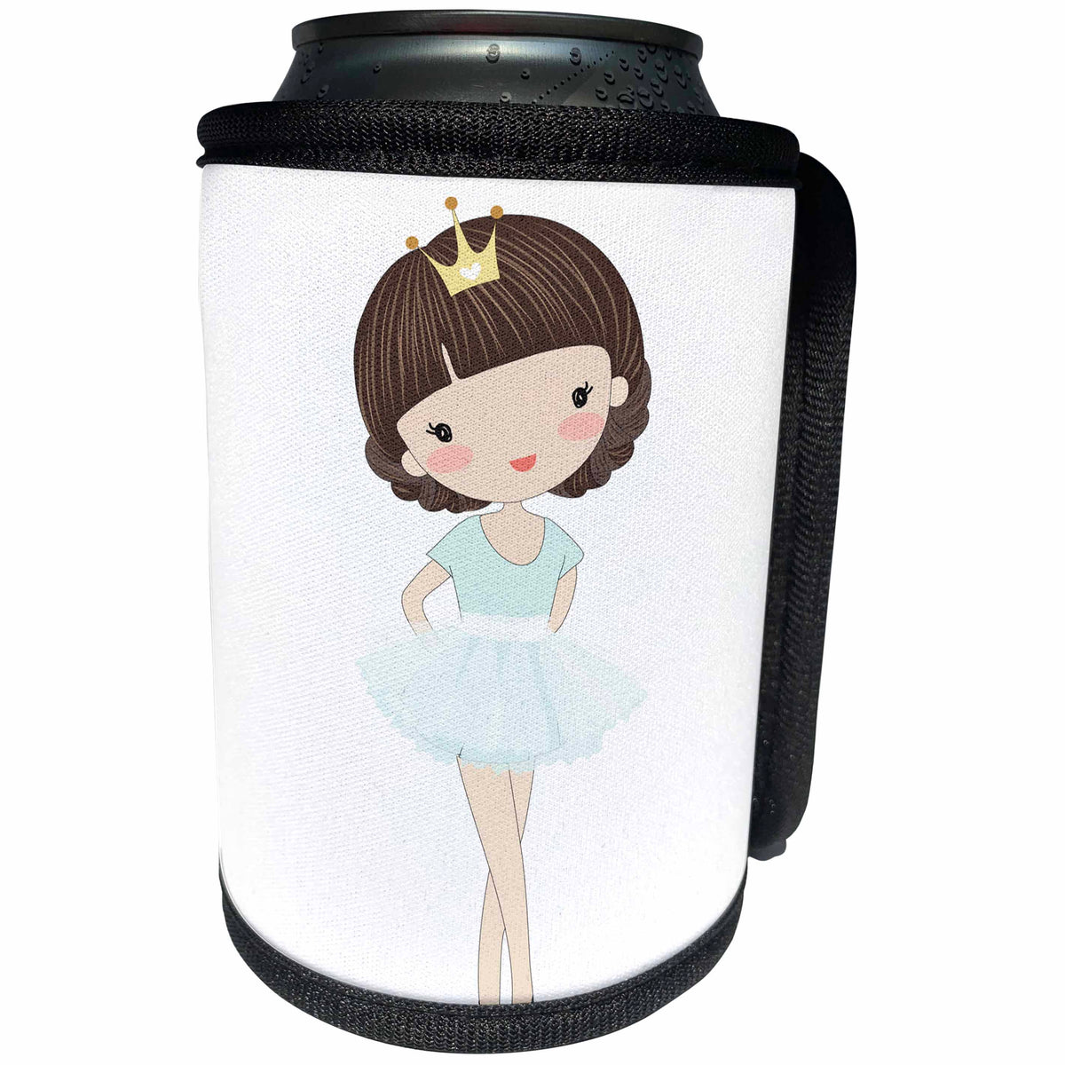 3dRose Anne Marie Baugh - Illustrations - Cute Little Princess Ballerina Girl Illustration - Can Cooler Bottle Wrap (cc_254863)