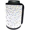 3dRose Anne Marie Baugh - Confetti - Pretty Dark Blue and Gold Confetti Pattern - Can Cooler Bottle Wrap (cc_254881)