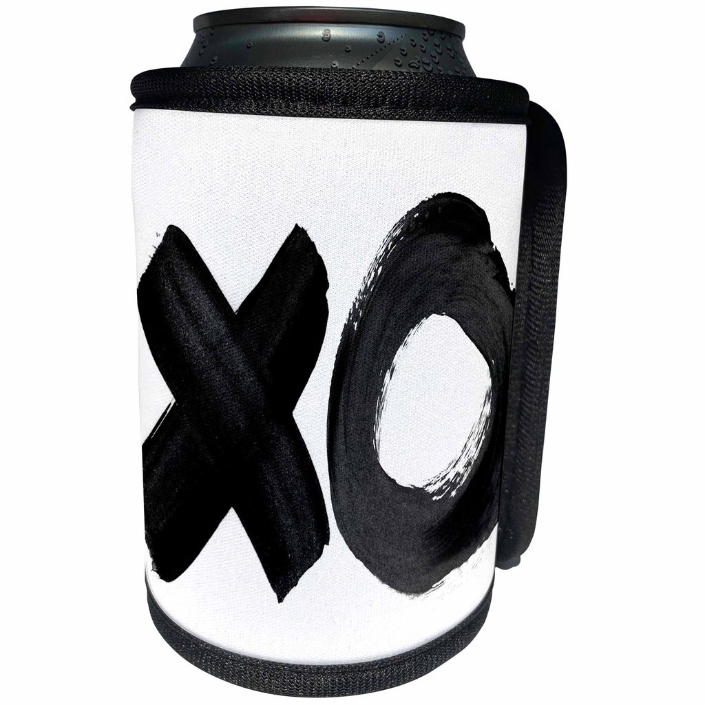3dRose Anne Marie Baugh - Modern - An X And An O Is A Kiss and A Hug In Black Brush Strokes - Can Cooler Bottle Wrap (cc_254892)