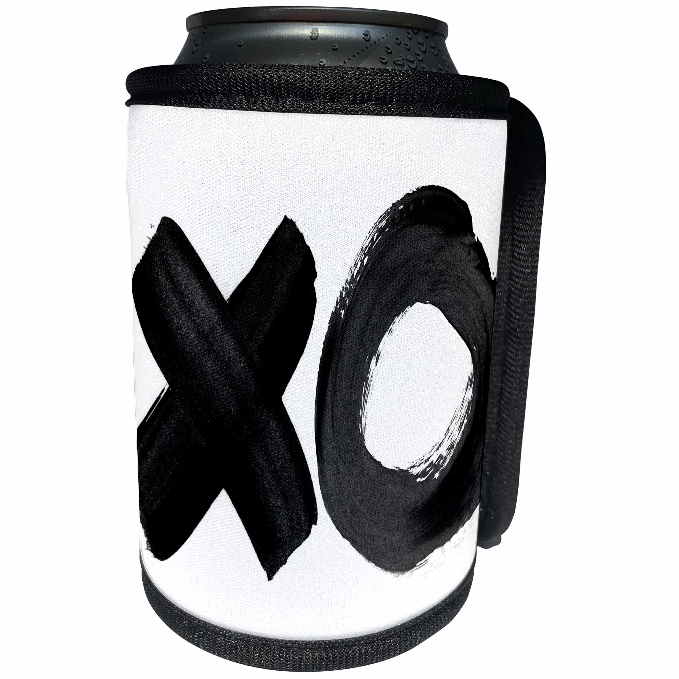 3dRose Anne Marie Baugh - Modern - An X And An O Is A Kiss and A Hug In Black Brush Strokes - Can Cooler Bottle Wrap (cc_254892)