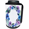 3dRose Anne Marie Baugh - Floral - Pretty Watercolor Blue and Purple Floral Wreath - Can Cooler Bottle Wrap (cc_254893)