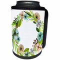 3dRose Anne Marie Baugh - Floral - Pretty Watercolor Green and Aqua Floral Wreath - Can Cooler Bottle Wrap (cc_254894)