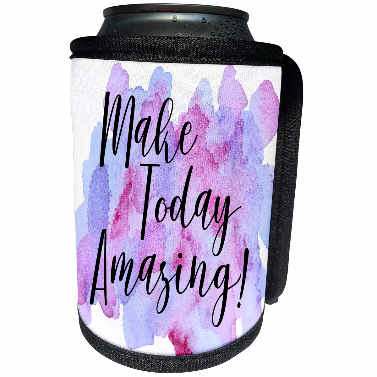 3dRose Anne Marie Baugh - Quotes - Make Today Amazing On Pink and Blue Watercolor Background - Can Cooler Bottle Wrap (cc_254898)