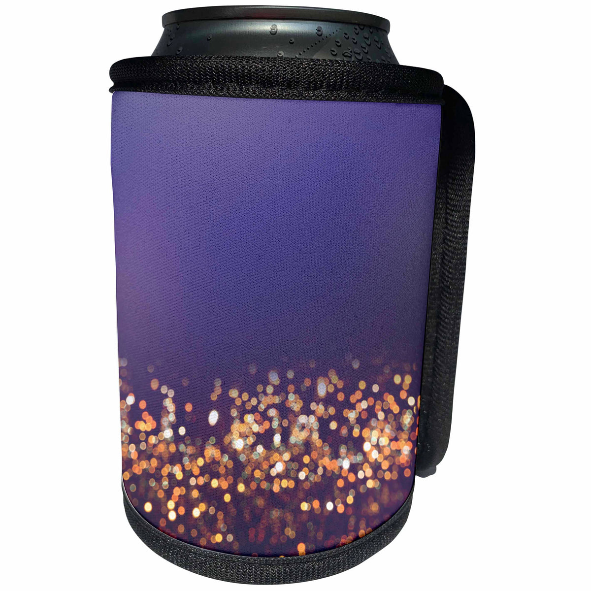 3dRose Anne Marie Baugh - Sparkle - Orange, Blue, and White Bokeh Sparkle Effect - Can Cooler Bottle Wrap (cc_254904)