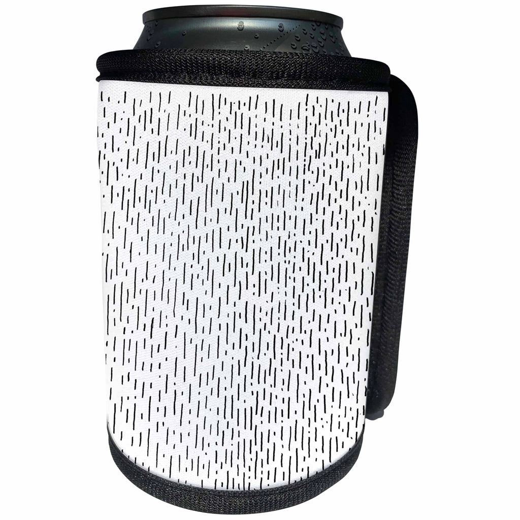3dRose Anne Marie Baugh - Minimalist - Black and White Long and Short Lines Minimalist Pattern - Can Cooler Bottle Wrap (cc_254905)