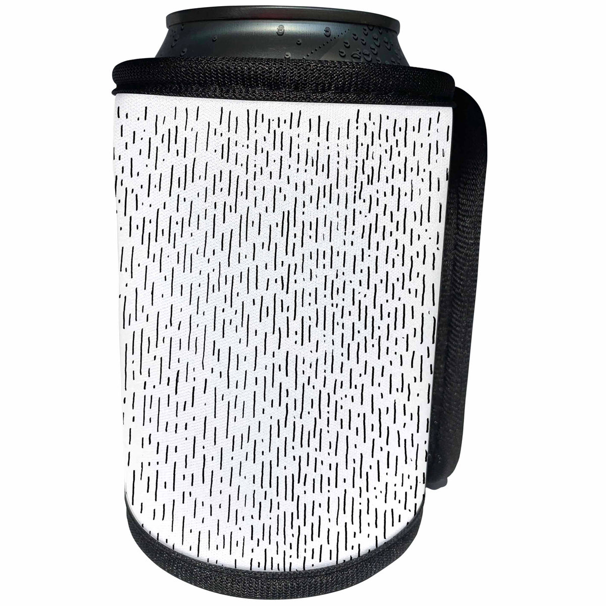 3dRose Anne Marie Baugh - Minimalist - Black and White Long and Short Lines Minimalist Pattern - Can Cooler Bottle Wrap (cc_254905)