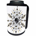 3dRose Anne Marie Baugh - Illustrations - Boho Pretty Black and Yellow Feathers and Jewels Star Illustration - Can Cooler Bottle Wrap (cc_254913)