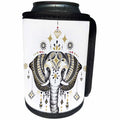 3dRose Anne Marie Baugh - Illustrations - Decorated Boho Pretty Elephant and Jewels Illustration - Can Cooler Bottle Wrap (cc_254914)
