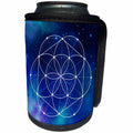 3dRose Anne Marie Baugh - Sacred Geometry - Sacred Circles Flower Geometry On A Brilliant Blue Galaxy Background - Can Cooler Bottle Wrap (cc_254916)