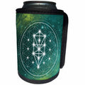 3dRose Anne Marie Baugh - Sacred Geometry - Sacred Circle and Triangles Sacred Geometry On A Green Galaxy - Can Cooler Bottle Wrap (cc_254917)