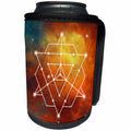 3dRose Anne Marie Baugh - Sacred Geometry - Sacred Triangles Geometry On A Bright Orange Galaxy Background - Can Cooler Bottle Wrap (cc_254918)
