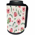 3dRose Anne Marie Baugh - Patterns - Pink and Green Watercolor Daisy and Leaves Pattern - Can Cooler Bottle Wrap (cc_254922)