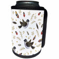 3dRose Anne Marie Baugh - Patterns - Birds, Feathers, and Leaves Boho Pattern - Can Cooler Bottle Wrap (cc_254925)