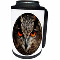 3dRose Anne Marie Baugh - Photography - Intense Owl Close-up Photograph Set In A Circle - Can Cooler Bottle Wrap (cc_254930)