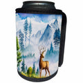 3dRose Anne Marie Baugh - Watercolor Scenes - Watercolor Winter Mountain Scene With A Deer - Can Cooler Bottle Wrap (cc_255021)