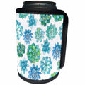 3dRose Anne Marie Baugh - Patterns - Blue and Green Succulent Flowers Pattern - Can Cooler Bottle Wrap (cc_255029)