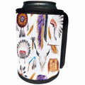 3dRose Anne Marie Baugh - Patterns - Tribal Headdress, Cow Skulls and Tools Pattern - Can Cooler Bottle Wrap (cc_255030)