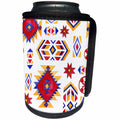 3dRose Anne Marie Baugh - Patterns - Red, Yellow, Blue Tribal Designs Pattern - Can Cooler Bottle Wrap (cc_255031)