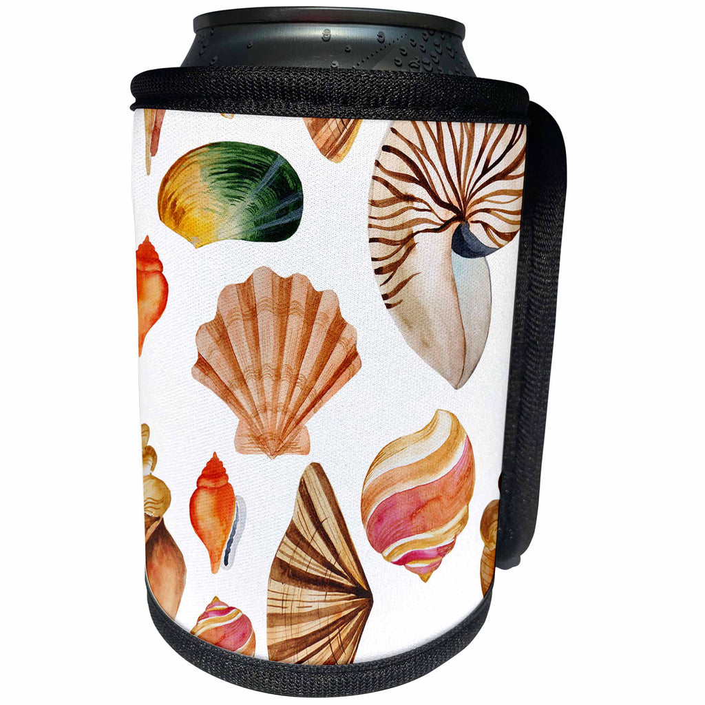 3dRose Anne Marie Baugh - Patterns - Sea Shells Pattern - Can Cooler Bottle Wrap (cc_255032)