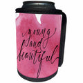 3dRose Anne Marie Baugh - Quotes - Young and Beautiful On A Pink Watercolor Background - Can Cooler Bottle Wrap (cc_255066)
