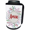 3dRose Anne Marie Baugh - Quotes - Pretty Cursive Amen On A Berry Floral Illustration - Can Cooler Bottle Wrap (cc_255072)