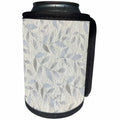 3dRose Anne Marie Baugh - Patterns - Pretty Light Blue Leafy Flourishes On A Gray Distressed Background - Can Cooler Bottle Wrap (cc_255076)
