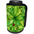 3dRose Anne Marie Baugh - Patterns - Green Four Leaf Clovers and Red Lady Bugs Pattern - Can Cooler Bottle Wrap (cc_255079)