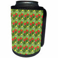 3dRose Anne Marie Baugh - Patterns - Cute Green and Red Cactus Pattern - Can Cooler Bottle Wrap (cc_255083)