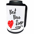 3dRose Russ Billington Designs - Best Boss Ever design with Red Swirly heart - Can Cooler Bottle Wrap (cc_255093)