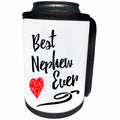 3dRose Russ Billington Designs - Best Nephew Ever- Typographic design with red swirly heart - Can Cooler Bottle Wrap (cc_255104)