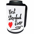 3dRose Russ Billington Designs - Best Stepdad Ever- Typographic design with red swirly heart - Can Cooler Bottle Wrap (cc_255106)