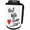 3dRose Russ Billington Designs - Best Wife Ever- Typographic design with red swirly heart - Can Cooler Bottle Wrap (cc_255109)
