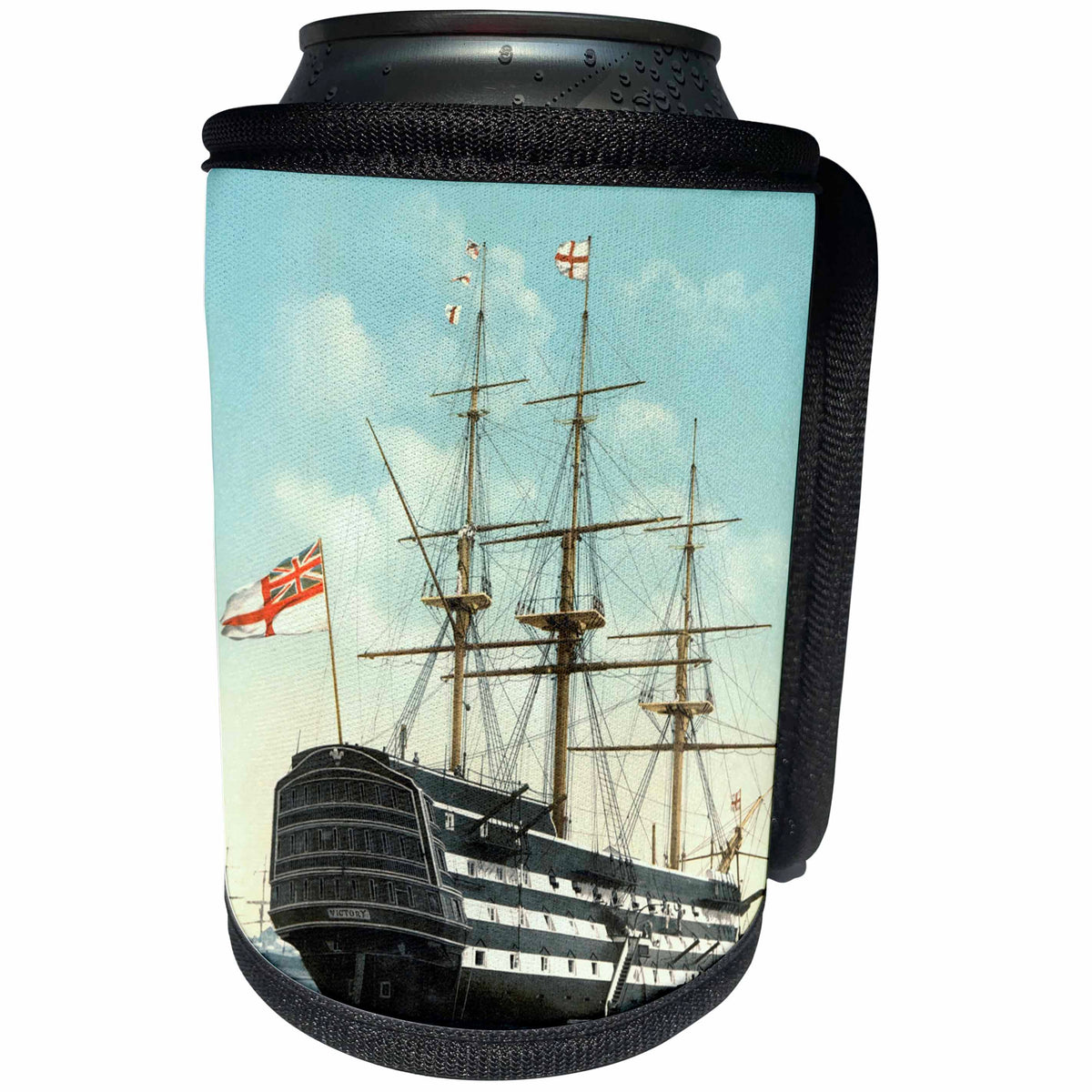 3dRose Russ Billington Designs- Old England Photographs - HMS Victory in Portsmouth- Lord Nelsons Flagship at Trafalgar - Can Cooler Bottle Wrap (cc_255115)