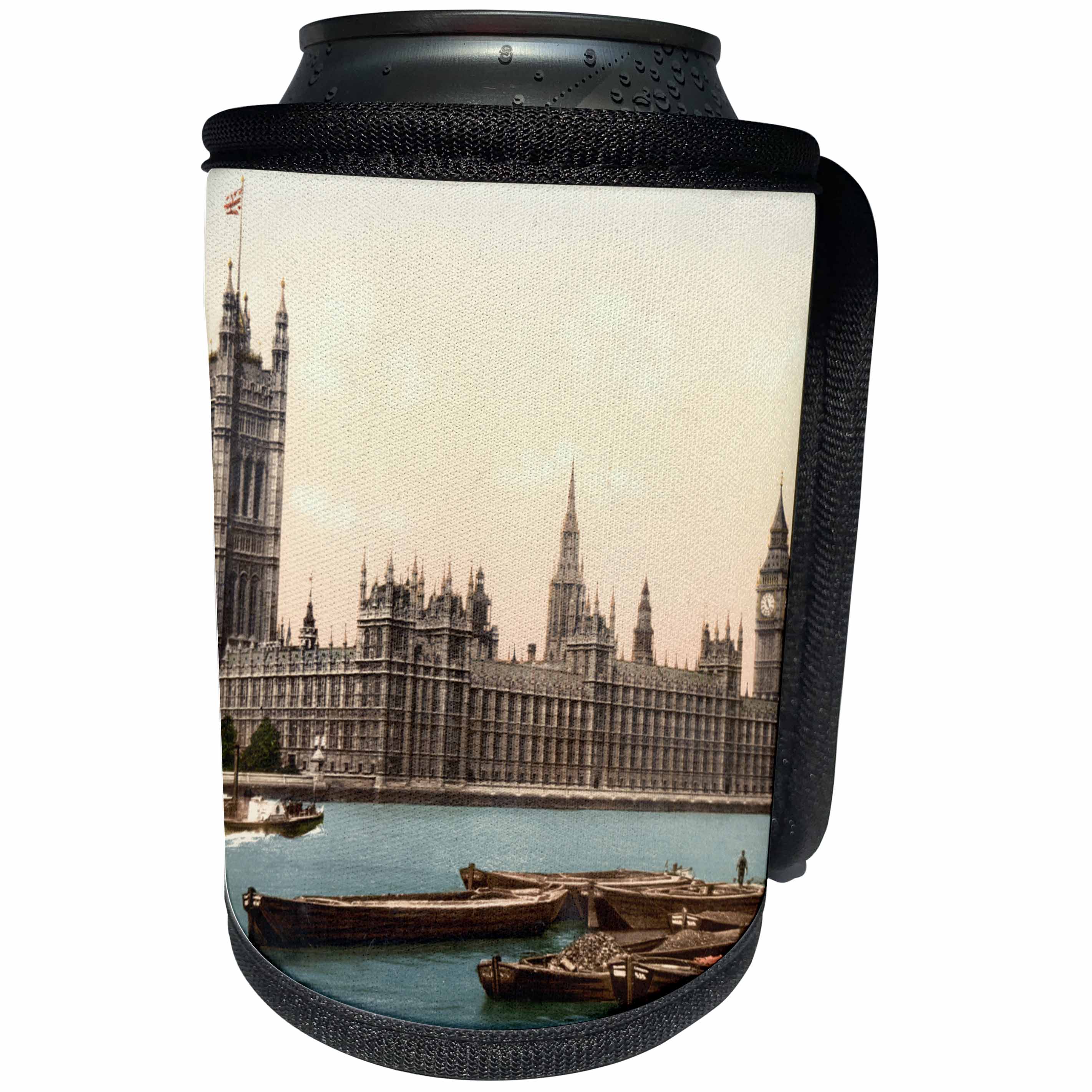 3dRose Russ Billington Designs- Old England Photographs - Houses of Parliament and Big Ben- London- England - Can Cooler Bottle Wrap (cc_255118)