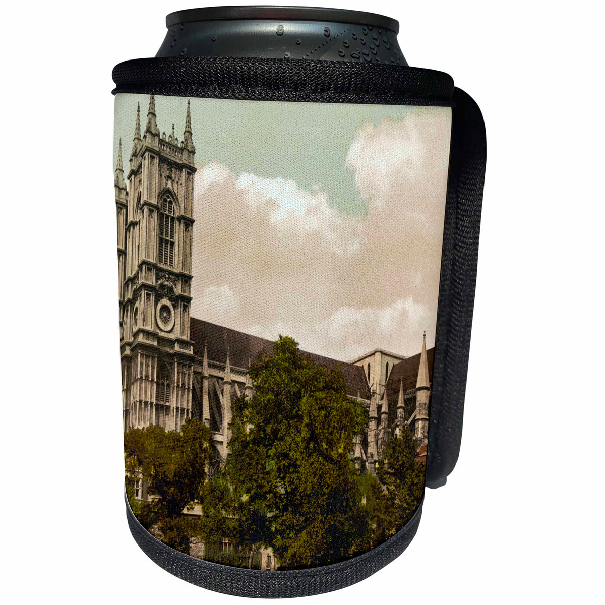 3dRose Russ Billington Designs- Old England Photographs - Old Photo of Westminster Abbey- London- England - Can Cooler Bottle Wrap (cc_255123)