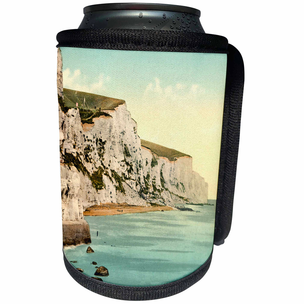 3dRose Russ Billington Designs- Old England Photographs - The White Cliffs of Dover- England- Vintage Photograph - Can Cooler Bottle Wrap (cc_255124)