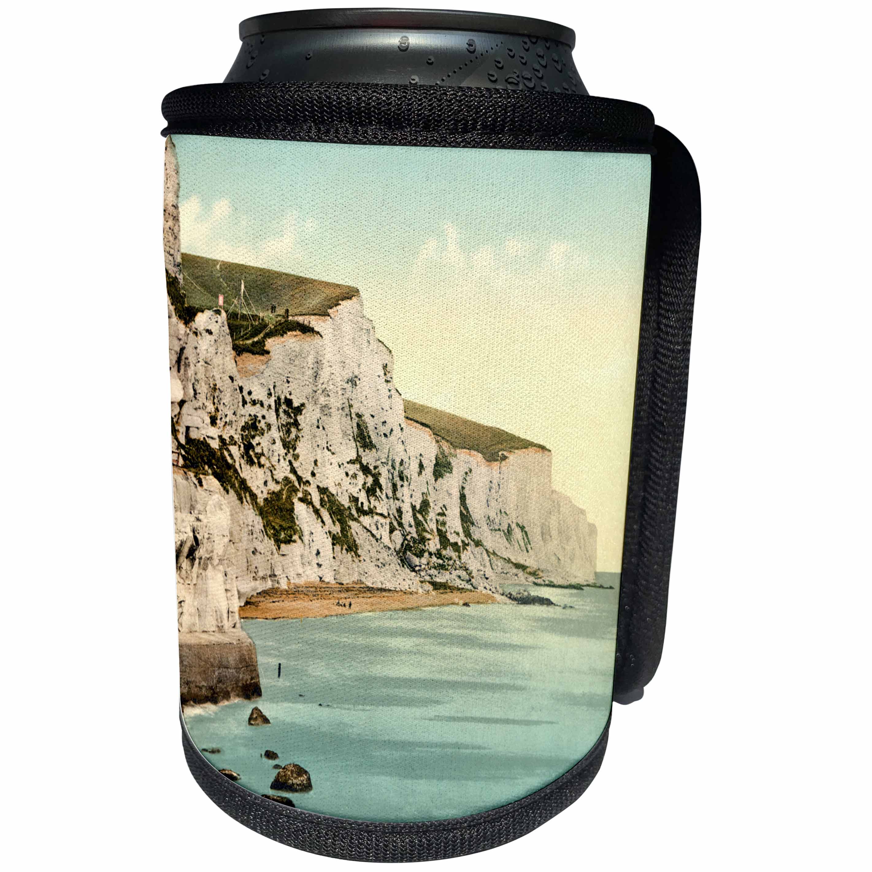 3dRose Russ Billington Designs- Old England Photographs - The White Cliffs of Dover- England- Vintage Photograph - Can Cooler Bottle Wrap (cc_255124)