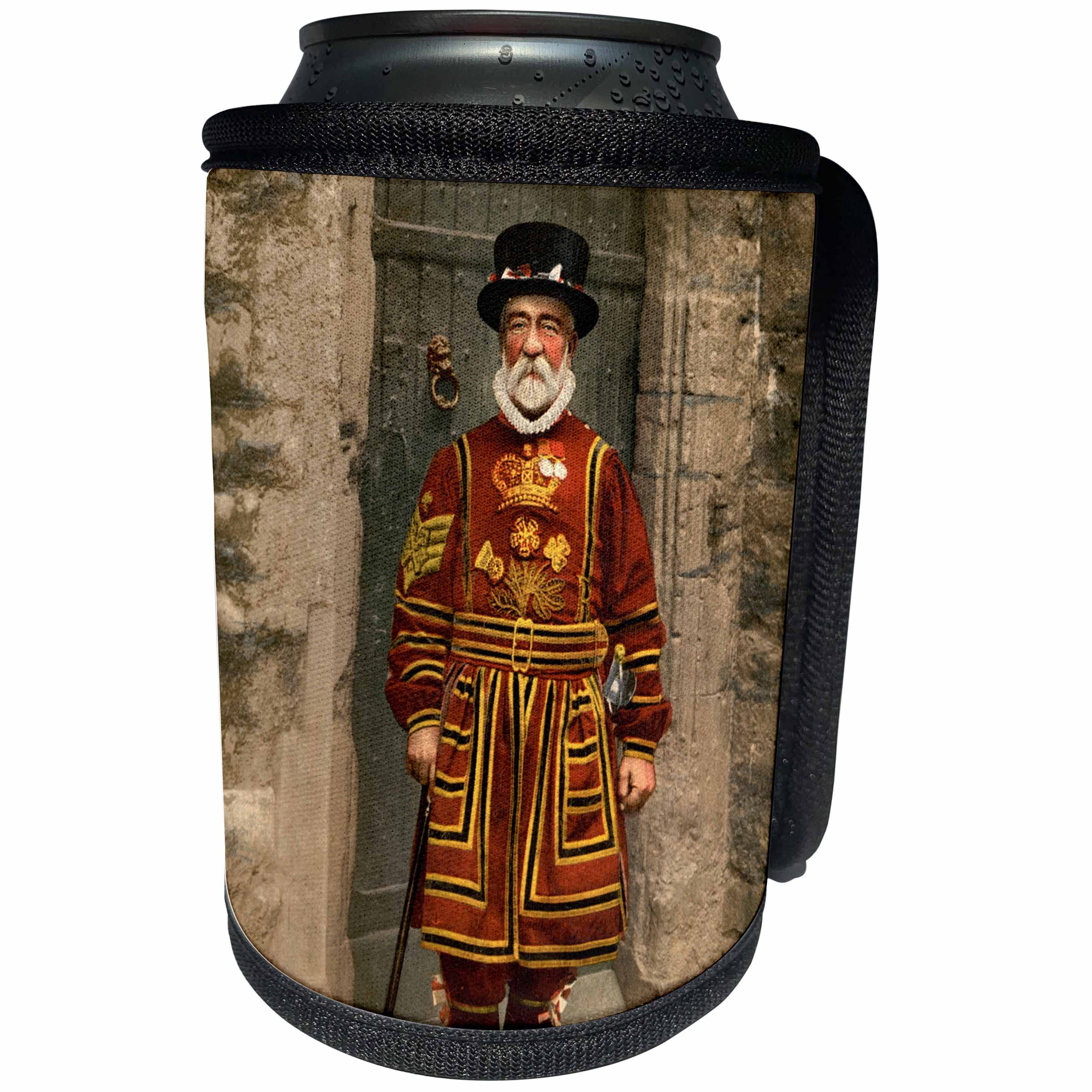 3dRose Russ Billington Designs- Old England Photographs - Vintage photo- Yeoman of the Guard- Queens Bodyguard - Can Cooler Bottle Wrap (cc_255125)