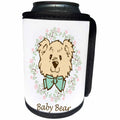 3dRose Russ Billington Teddy Bears - Baby Bear- Cute Teddy Bear over Floral Circle Background - Can Cooler Bottle Wrap (cc_255128)