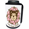 3dRose Russ Billington Teddy Bears - Love From Teddy- Gorgeous Teddy Surrounded by Pink Flowers - Can Cooler Bottle Wrap (cc_255155)