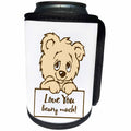 3dRose Russ Billington Teddy Bears - Teddy Bear- Love You Beary Much Illustration - Can Cooler Bottle Wrap (cc_255157)