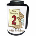 3dRose Russ Billington Teddy Bears - Happy Second Birthday with Tartan Numeral One Teddy Bear - Can Cooler Bottle Wrap (cc_255163)