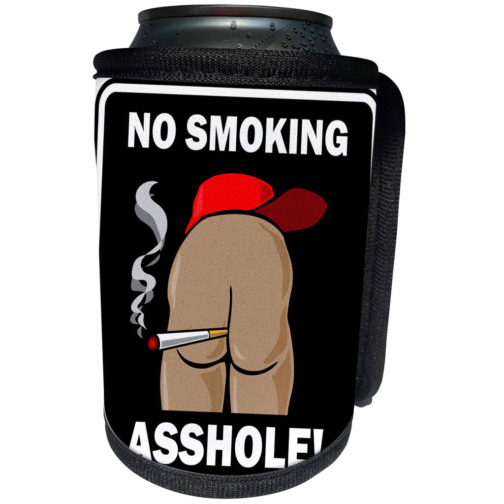 3dRose Mark Grace BAD BILL Butts - BUTTS no smoking black sign 2 - Can Cooler Bottle Wrap (cc_25518)
