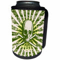 3dRose Russ Billington Designs - Skull and Crossbones Sunburst Radial Grunge Design in Green - Can Cooler Bottle Wrap (cc_255198)