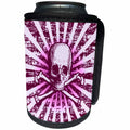 3dRose Russ Billington Designs - Skull and Crossbones Sunburst Radial Grunge Design in Purple - Can Cooler Bottle Wrap (cc_255199)